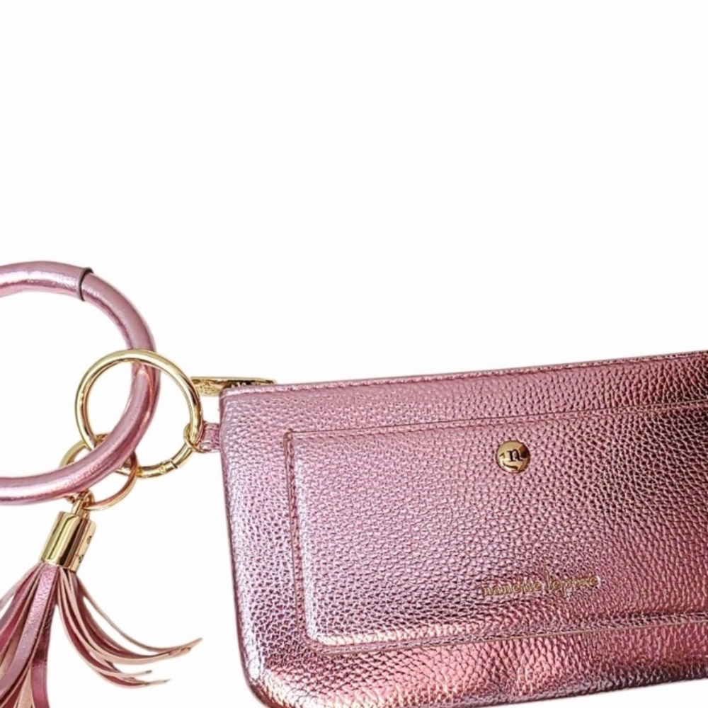 Nanette Lepore Metallic Pink Pebbled Wristlet - Picture 5 of 15